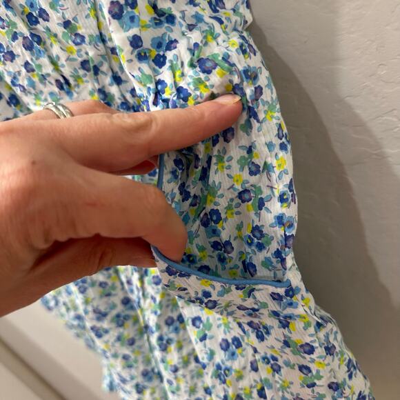 Mini Boden Blue Floral Tank Romper - Picture 5 of 9